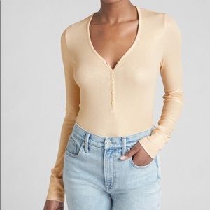 NWT Gap Metallic Rib-Knit Long Sleeve Top